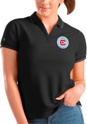 Antigua Chicago Fire Womens Black Affluent Short Sleeve Polo Shirt