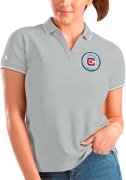 Antigua Chicago Fire Womens Grey Affluent Short Sleeve Polo Shirt
