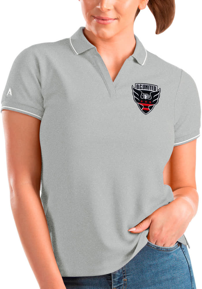 Antigua DC United Womens Grey Affluent Short Sleeve Polo Shirt