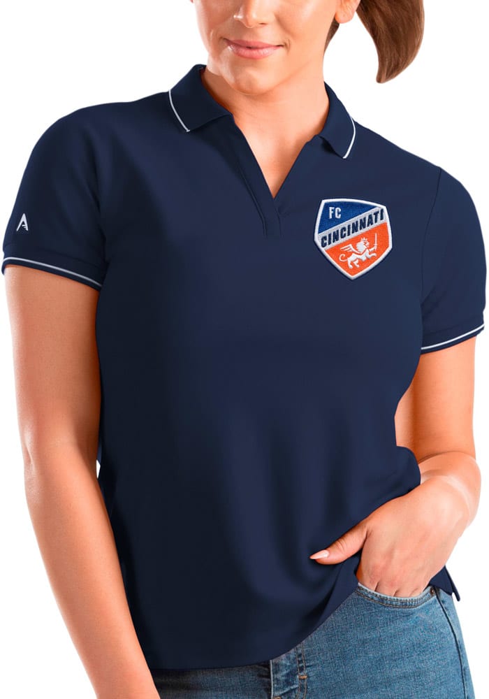 Antigua FC Cincinnati Womens Navy Blue Affluent Short Sleeve Polo Shirt