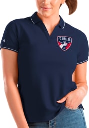Antigua FC Dallas Womens Navy Blue Affluent Short Sleeve Polo Shirt