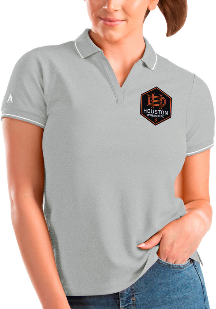 Antigua Houston Dynamo Womens Grey Affluent Short Sleeve Polo Shirt
