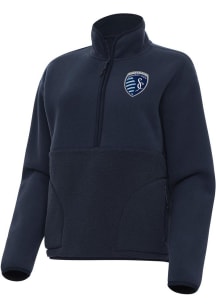 Antigua Sporting Kansas City Womens Navy Blue Figure Qtr Zip