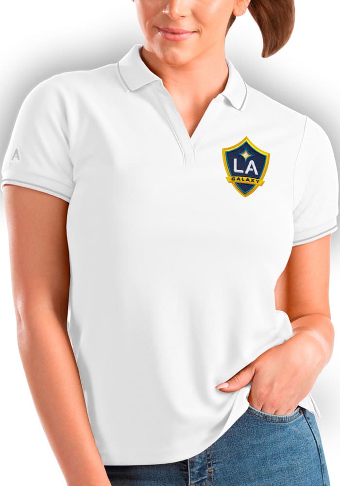Antigua LA Galaxy Womens White Affluent Short Sleeve Polo Shirt