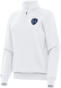 Antigua Sporting Kansas City Womens White Victory Qtr Zip