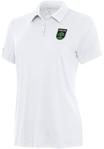 Antigua Austin FC Womens White Reprocess Recycled Short Sleeve Polo Shirt