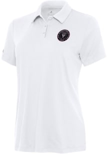 Antigua Inter Miami CF Womens White Reprocess Recycled Short Sleeve Polo Shirt