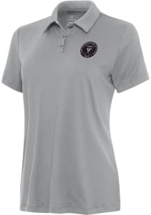 Antigua Inter Miami CF Womens Grey Reprocess Recycled Short Sleeve Polo Shirt