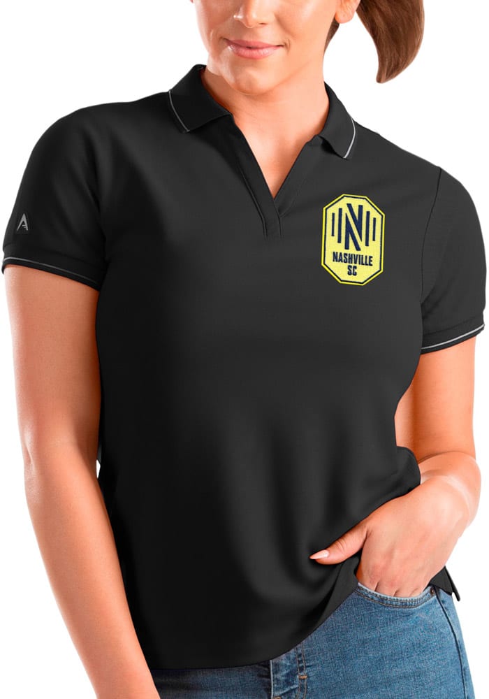 Antigua Nashville SC Womens Black Affluent Short Sleeve Polo Shirt