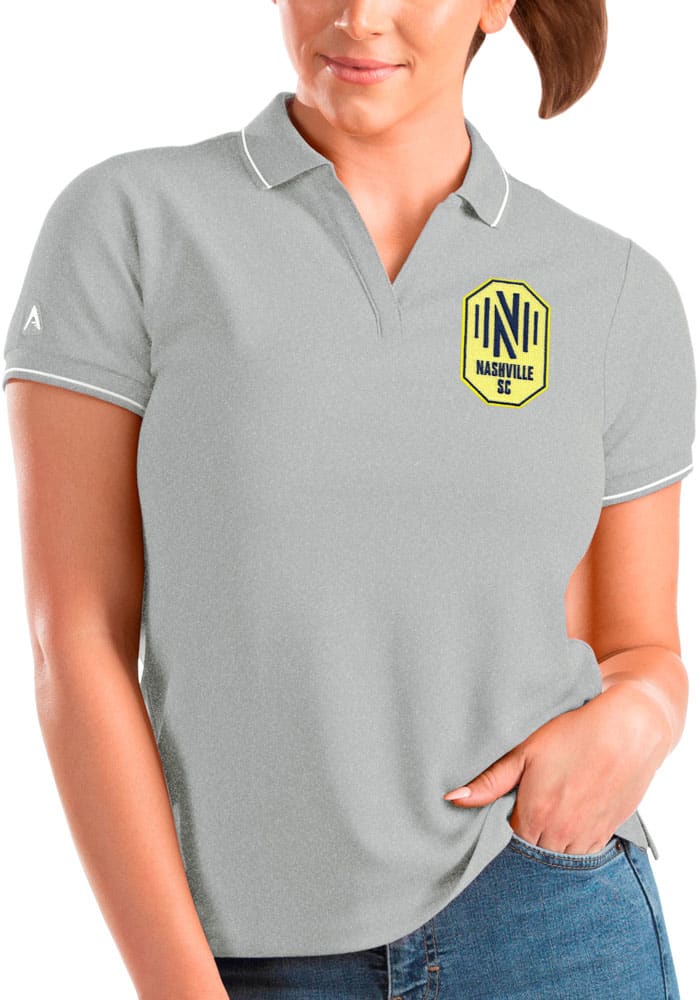Antigua Nashville SC Womens Grey Affluent Short Sleeve Polo Shirt