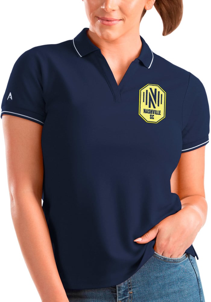 Antigua Nashville SC Womens Navy Blue Affluent Short Sleeve Polo Shirt