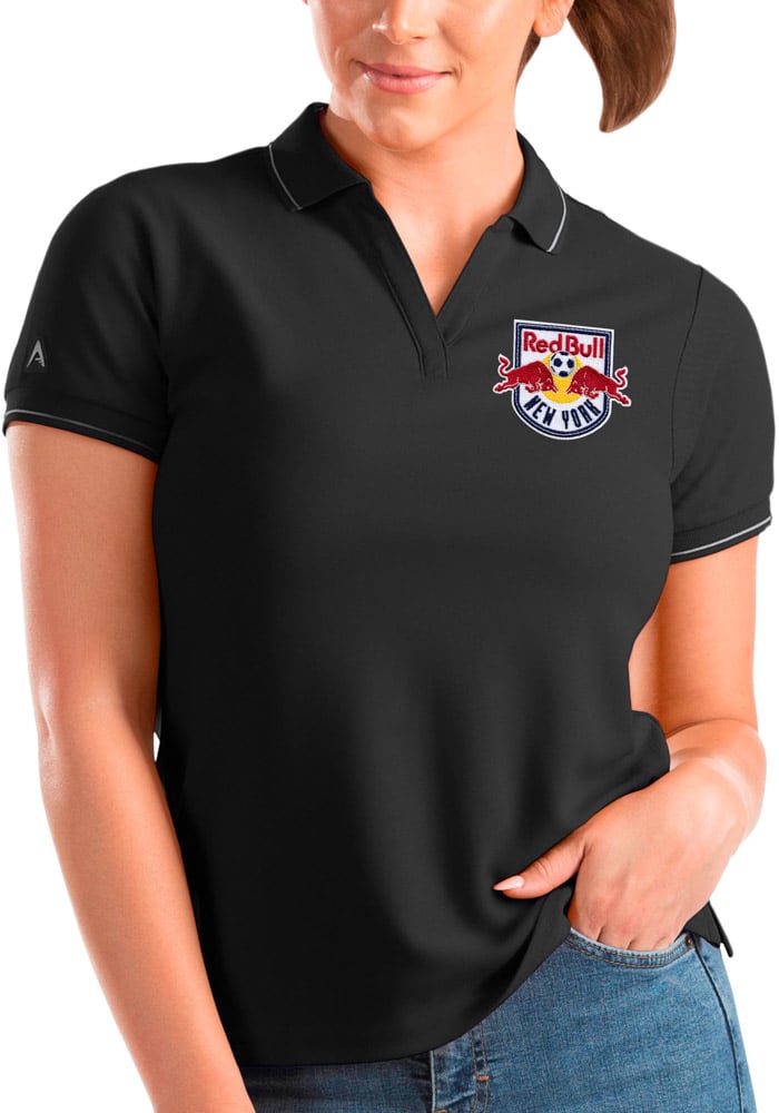 Antigua New York Red Bulls Womens Black Affluent Short Sleeve Polo Shirt