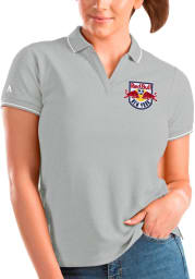 Antigua New York Red Bulls Womens Grey Affluent Short Sleeve Polo Shirt