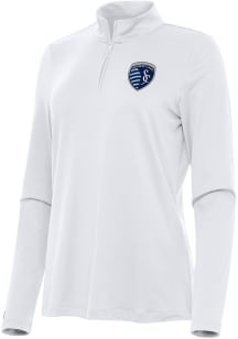 Antigua Sporting Kansas City Womens White Reprocess Recycled Qtr Zip