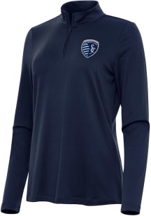 Antigua Sporting Kansas City Womens Navy Blue Reprocess Recycled Qtr Zip