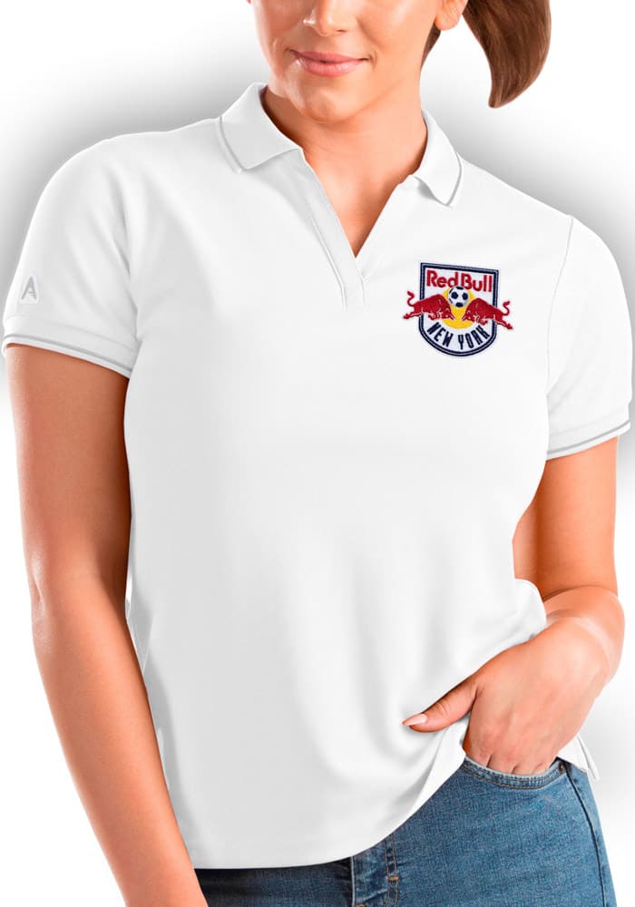 Antigua New York Red Bulls Womens White Affluent Short Sleeve Polo Shirt