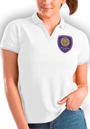 Antigua Orlando City SC Womens White Affluent Short Sleeve Polo Shirt
