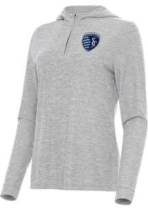 Antigua Sporting Kansas City Womens Grey Daybreak Qtr Zip