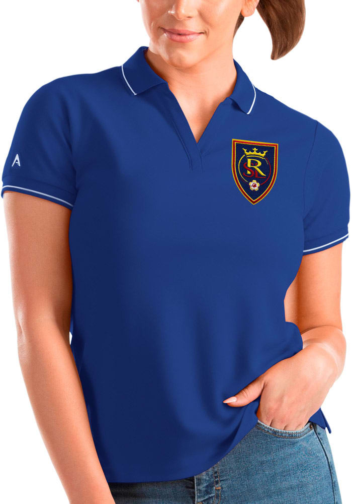 Antigua Real Salt Lake Womens Blue Affluent Short Sleeve Polo Shirt