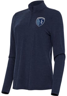 Antigua Sporting Kansas City Womens Navy Blue Bright Qtr Zip