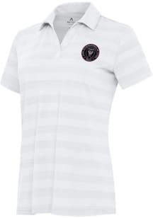 Antigua Inter Miami CF Womens White Tunnel Short Sleeve Polo Shirt