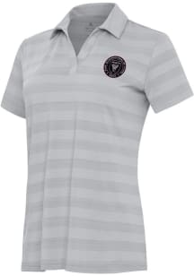 Antigua Inter Miami CF Womens Grey Tunnel Short Sleeve Polo Shirt