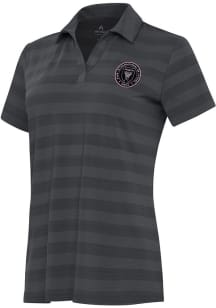 Antigua Inter Miami CF Womens Grey Tunnel Short Sleeve Polo Shirt