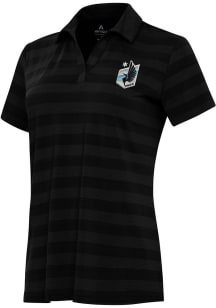Antigua Minnesota United FC Womens Black Tunnel Short Sleeve Polo Shirt