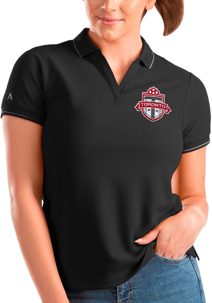 Antigua Toronto FC Womens Black Affluent Short Sleeve Polo Shirt
