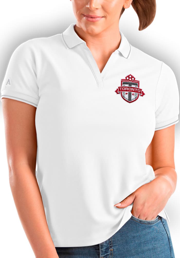 Antigua Toronto FC Womens White Affluent Short Sleeve Polo Shirt