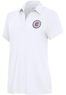 Antigua Chicago Fire Womens White Era Short Sleeve Polo Shirt