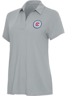 Antigua Chicago Fire Womens Grey Era Short Sleeve Polo Shirt