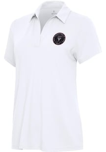 Antigua Inter Miami CF Womens White Era Short Sleeve Polo Shirt