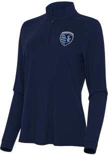 Antigua Sporting Kansas City Womens Navy Blue Intent Qtr Zip