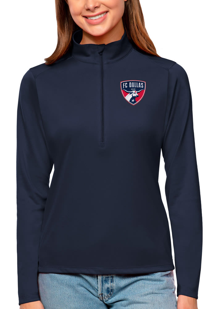 Antigua FC Dallas Womens Navy Blue Tribute Long Sleeve Pullover