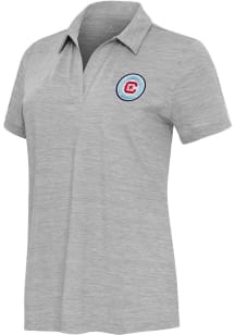 Antigua Chicago Fire Womens Grey Layout Short Sleeve Polo Shirt