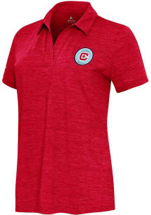 Antigua Chicago Fire Womens Red Layout Short Sleeve Polo Shirt