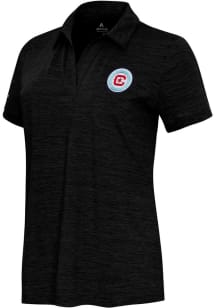 Antigua Chicago Fire Womens Black Layout Short Sleeve Polo Shirt