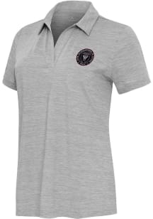 Antigua Inter Miami CF Womens Grey Layout Short Sleeve Polo Shirt