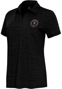 Antigua Inter Miami CF Womens Black Layout Short Sleeve Polo Shirt