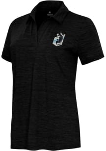 Antigua Minnesota United FC Womens Black Layout Short Sleeve Polo Shirt