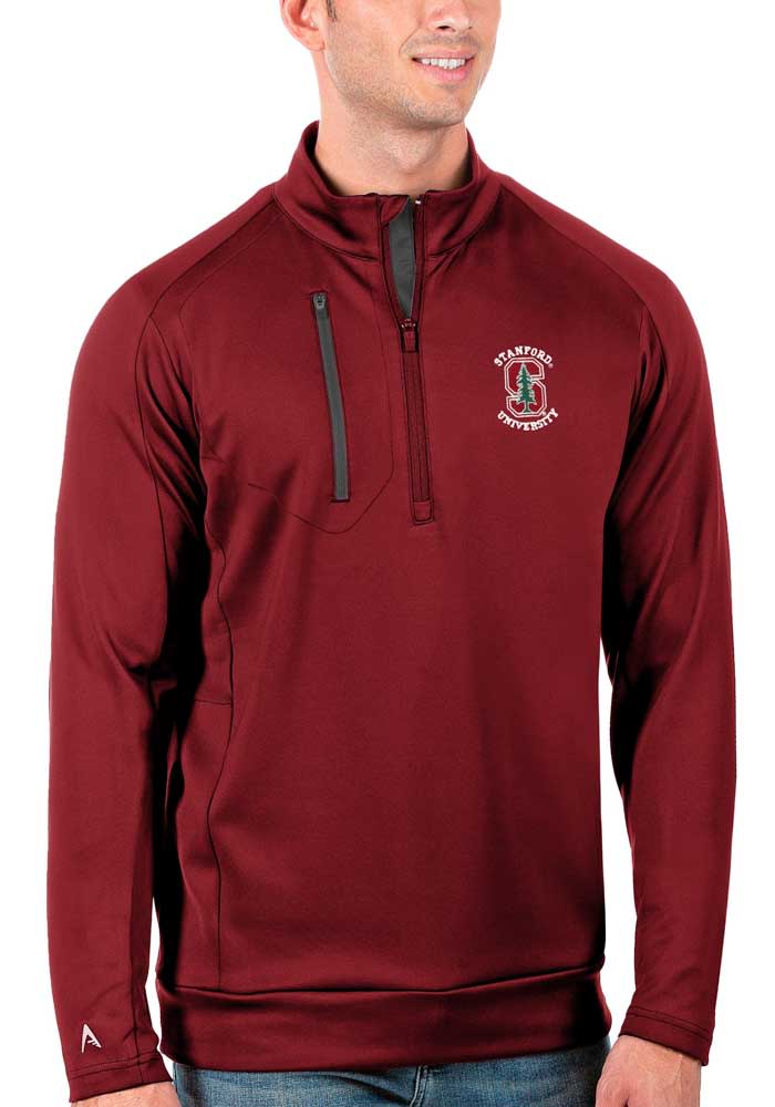 Antigua Stanford Cardinal Mens Red Generation Long Sleeve 1/4 Zip Pullover