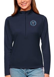 Antigua NYC FC Womens Navy Blue Tribute 1/4 Zip Pullover