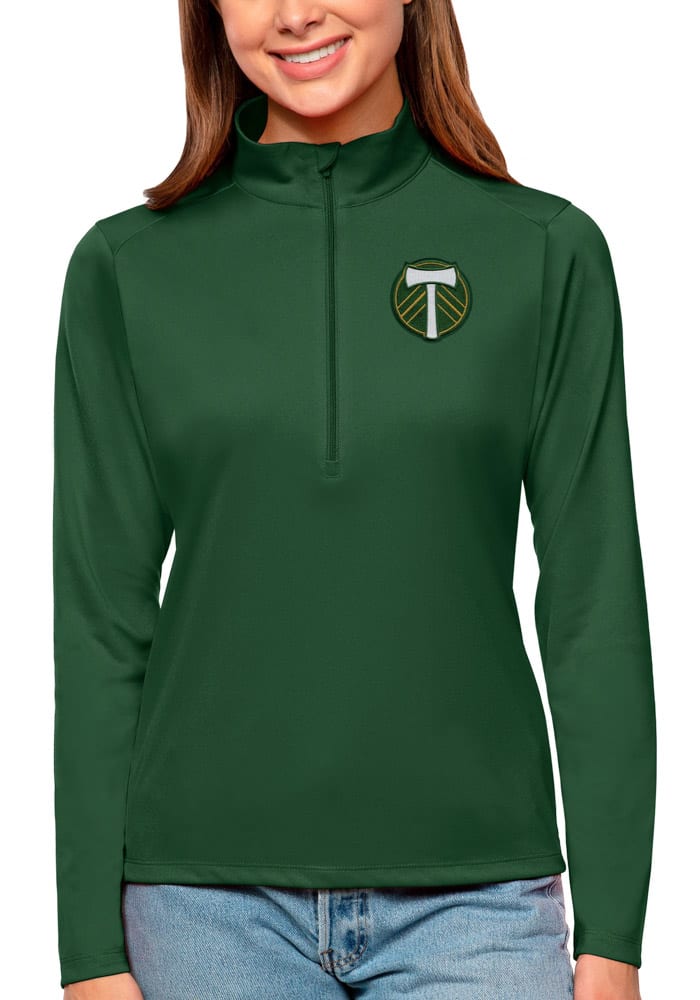 Antigua Portland Timbers Womens Green Tribute Long Sleeve Pullover