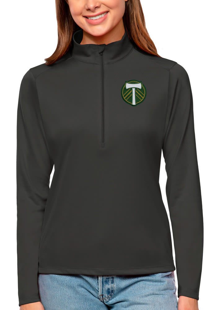 Antigua Portland Timbers Womens Grey Tribute Long Sleeve Pullover