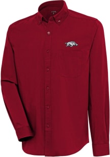 Antigua Arkansas Razorbacks Mens Cardinal Flight Long Sleeve Dress Shirt