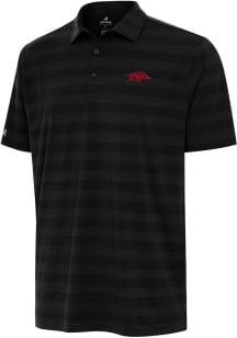 Antigua Arkansas Razorbacks Mens Black Tunnel Short Sleeve Polo