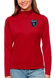 Antigua San Jose Earthquakes Womens Red Tribute 1/4 Zip Pullover