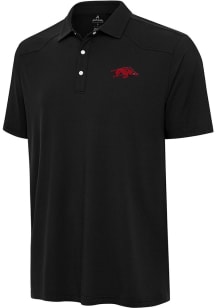 Antigua Arkansas Razorbacks Mens Black Western Short Sleeve Polo
