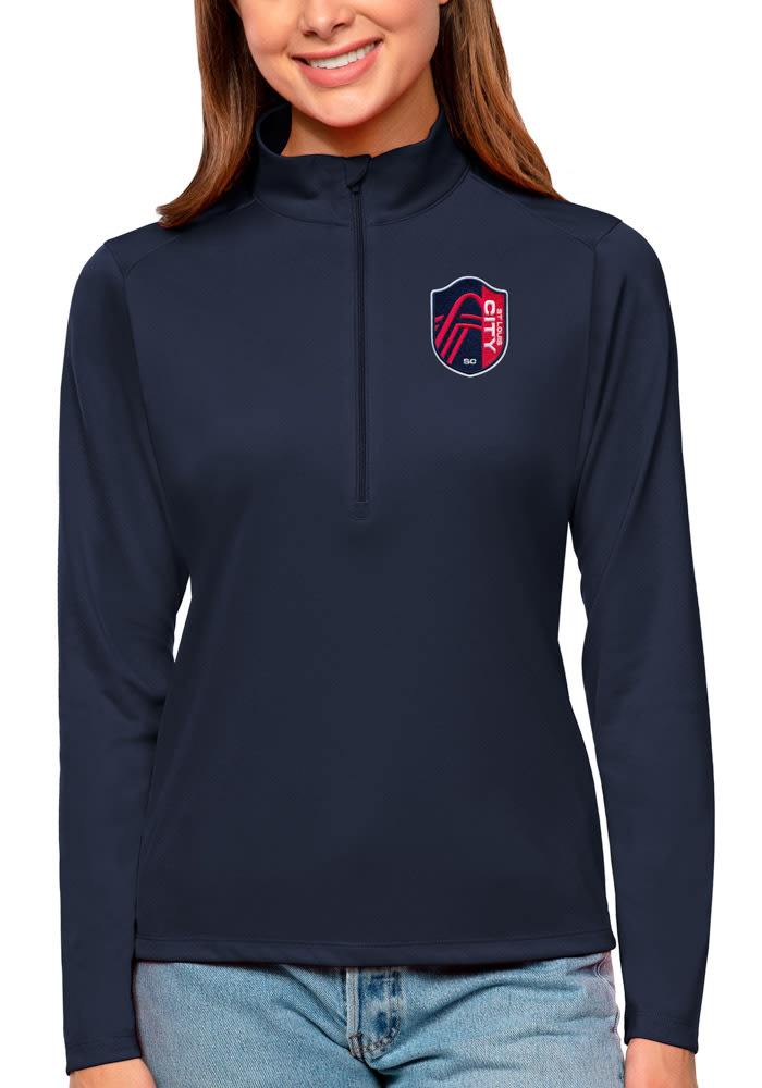 Antigua St Louis City SC Womens Navy Blue Tribute Long Sleeve Pullover